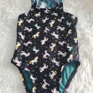 Cat & Jack Toddler Girl's Size 2T Black and Teal Unicorn One Piece Bathing Suit